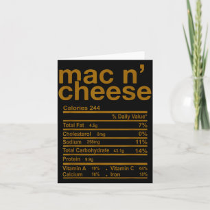 Cartão Fatos Nutricionais de Macarrão com Queijo Engraçad