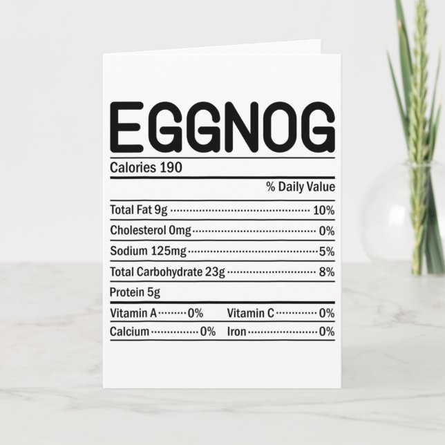 Cartão Fatos Nutricionais do Eggnog na Comida de Ação de  (Frente)