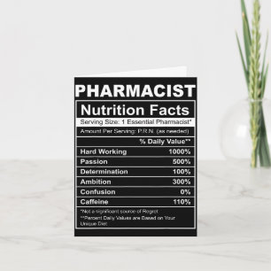 Cartão Fatos nutricionais do farmacêutico - farmácia engr