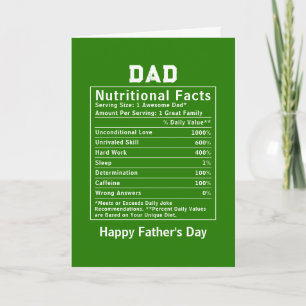 Cartão Fatos Nutricionais do Papai presentes do dia dos p