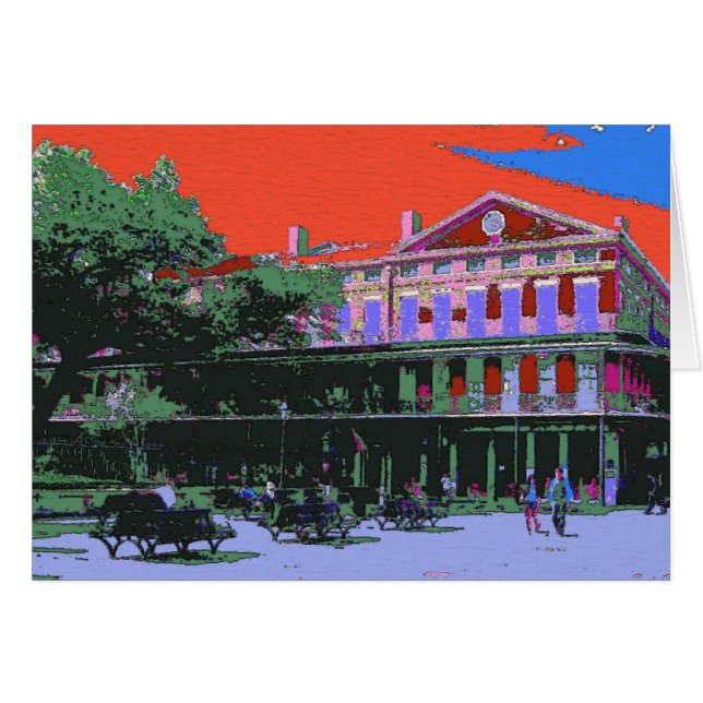 Cartão Fauvism: Edifício de Nova Orleans Pontalba (Frente Horizontal)