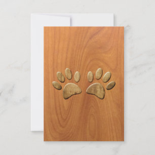 Cartão Faux Carved Wood Dog Paw Prints