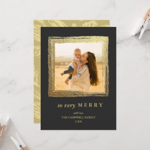Cartão Faux Dourado Quadro Feliz Férias Foto de Natal