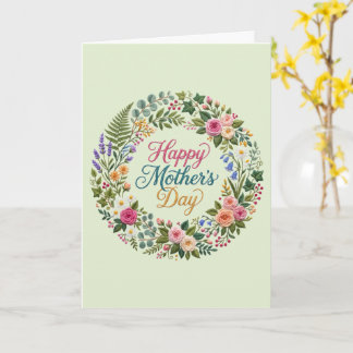Cartão Faux Embroidery Floral Happy Mother's Day