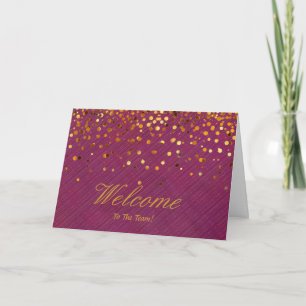 Cartão Faux Gold Foil Confetti Elegante Sparkles Bem-vind