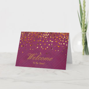 Cartão Faux Gold Foil Confetti Elegante Sparkles Bem-vind