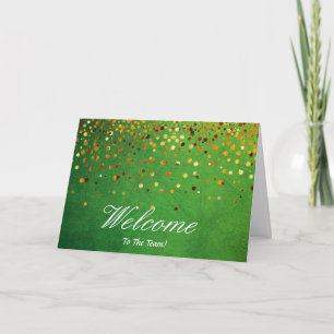 Cartão Faux Gold Foil Confetti Elegante Sparkles Boas-vin