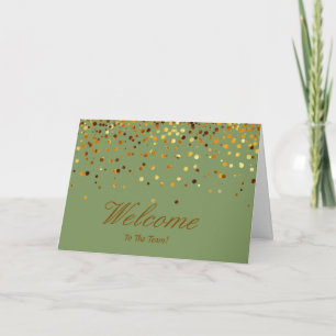 Cartão Faux Gold Foil Confetti Elegante Sparkles Boas-vin