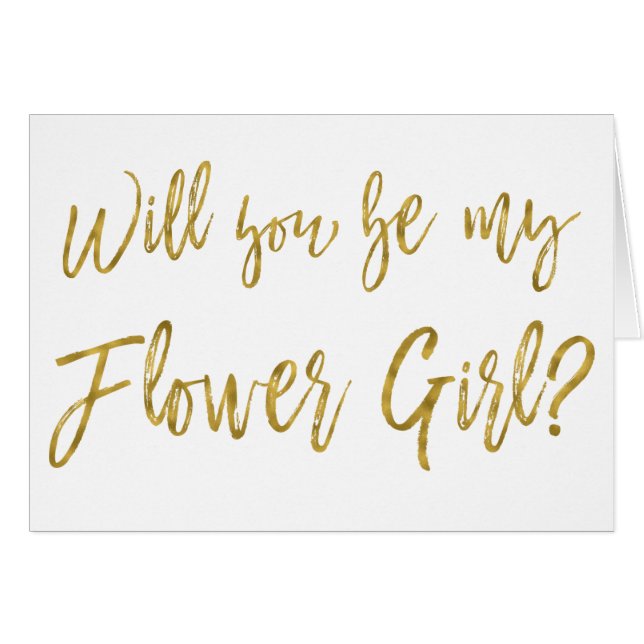 Cartão Faux Gold Foil Weding Flower Girl (Frente Horizontal)