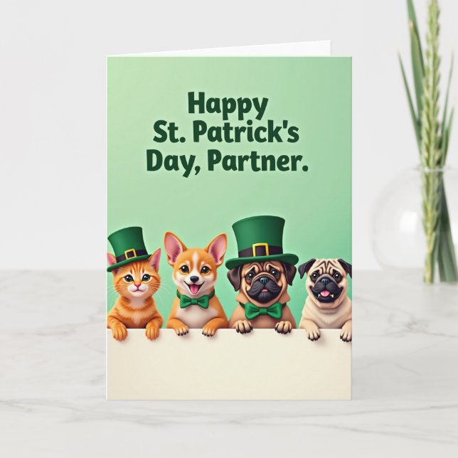 Cartão Faux Gold Holiday Pets Card (Frente)