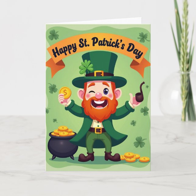 Cartão Faux Gold Leprechaun St Patricks Card (Frente)