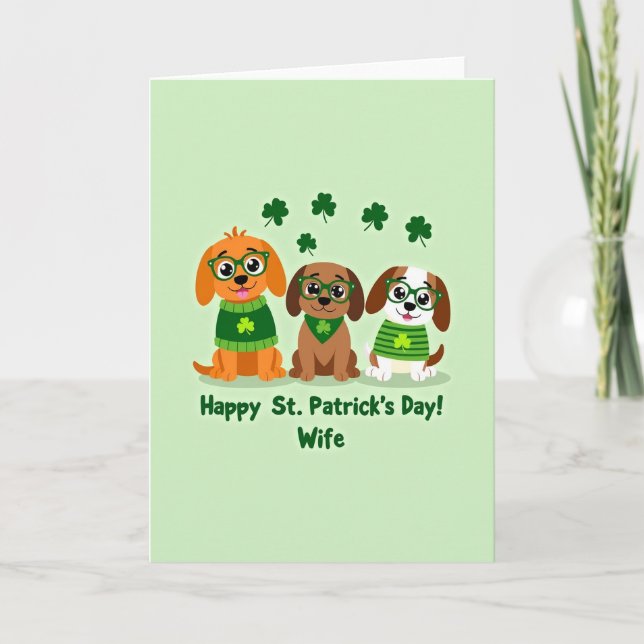 Cartão Faux Gold St Patricks Puppies Card (Frente)
