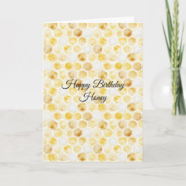 Cartão Favo de Mel Dourado Amarelo Aniversário