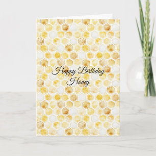 Cartão Favo de Mel Dourado Amarelo Aniversário