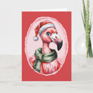 Cartão Favoritos Engraçados de Natal Animal - Flamingo 1