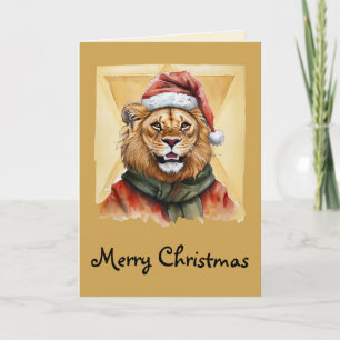 Cartão Favoritos Engraçados de Natal Animal - Leão 1