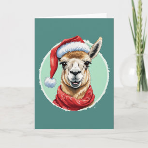 Cartão Favoritos Engraçados de Natal Animal - Llama 1