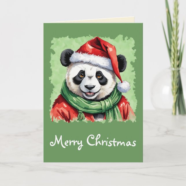 Cartão Favoritos Engraçados de Natal Animal - Panda 1 (Frente)