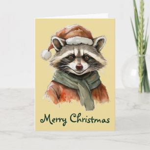 Cartão Favoritos Engraçados de Natal Animal - Raccoon 1