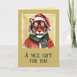 Cartão Favoritos Engraçados de Natal Animal - Tigre 1