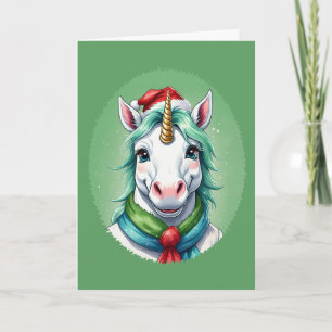 Cartão Favoritos Engraçados de Natal Animal - Unicórnio 1