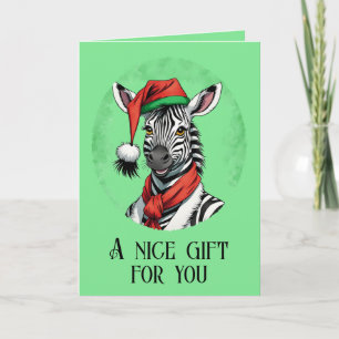 Cartão Favoritos Engraçados de Natal Animal - Zebra 1