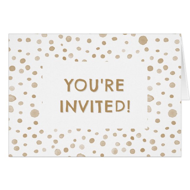 Cartão Fawn Confetti Watercolor Dots Birthday Invite (Frente horizontal)