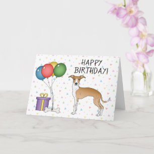Cartão Fawn E Galgo Branco Italiano - Feliz Aniversário
