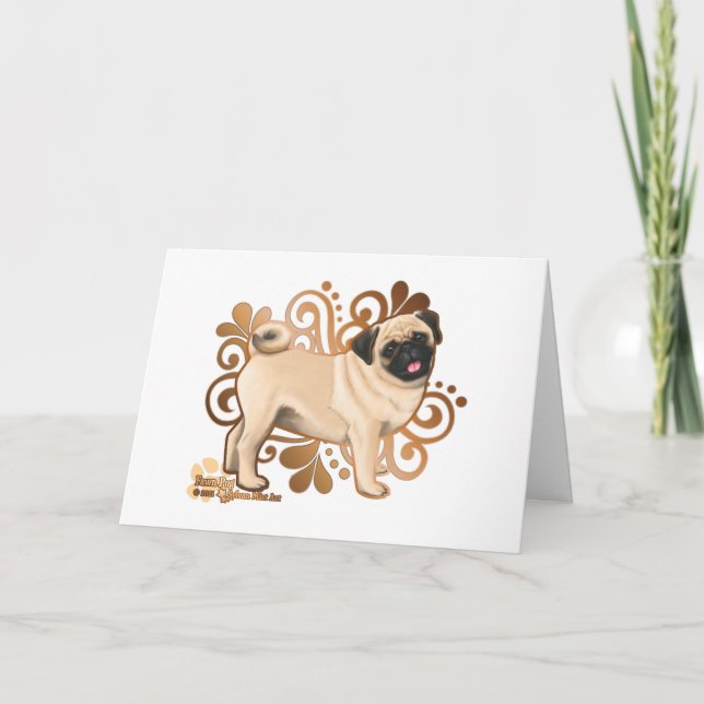 Cartão Fawn Pug (Frente)