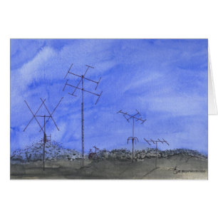 Cartão Fazenda da antena no crepúsculo