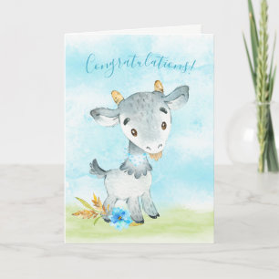 Cartão Fazenda de Cabra de Aquarela
