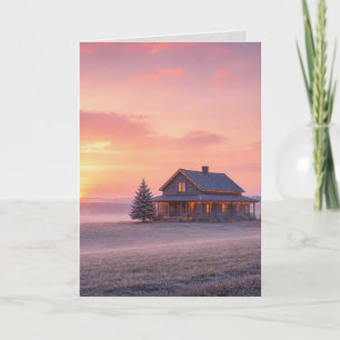 Cartão Fazenda de Natal Cozy Horizon • Inverno Pastel