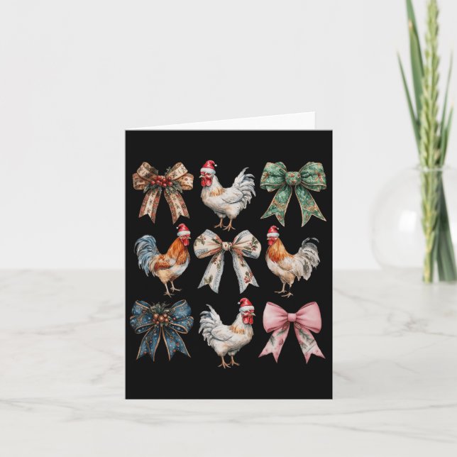 Cartão Fazenda de Natal de frango de Arco coquette - Fofo (Frente)