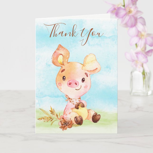Cartão Fazenda de Porquinho de Água Obrigado (Orquídea)