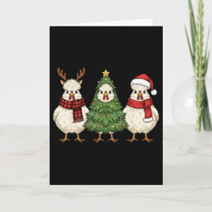 Cartão Fazenda Silkie de Natal Retro Galinha Papai Noel R