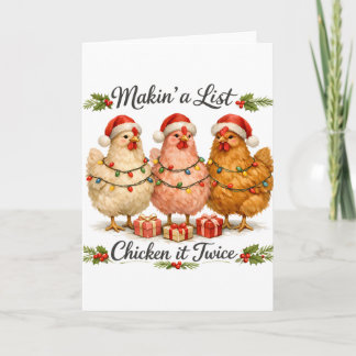 Cartão Fazenda Vida Natal Xmas Fazendo Uma Lista Frango É