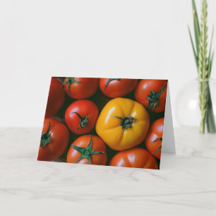 Cartão Fazendas Tomates vermelhos e amarelos brilhantes