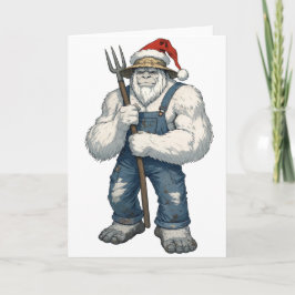 Cartão Fazendeiro do Yeti Abominável Snowman Natal Engraç