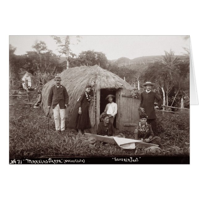 Cartão Fazer Tappa, um pano nativo, c.1875 (foto sepia) (Frente Horizontal)