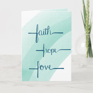 Cartão Fé, Hope, Love Watercolor