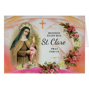 Cartão Feast Day of Saint Clare Franciscan Aura