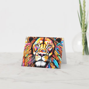 Cartão Feather Managed Lion por Lisa-Dawn Designs Anivers