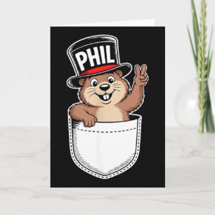 Cartão Febru Design de Bolso do Dia da Marmota Fofa Punxy