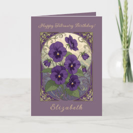 Cartão February Birth Flower Viola Flowers Art Nouveau St