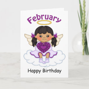 Cartão February Birthstone Angel Black Birthday Card