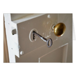 Cartão Fechadura da porta e chave do vintage