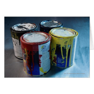 Cartão Fechamento de quatro latas de tinta