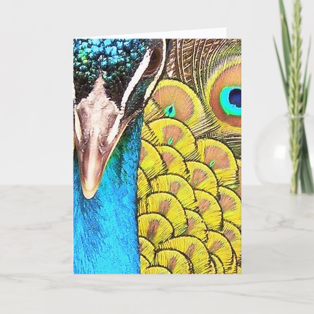 Cartão Fechar Cores de Peacock Aniversário (Frente)