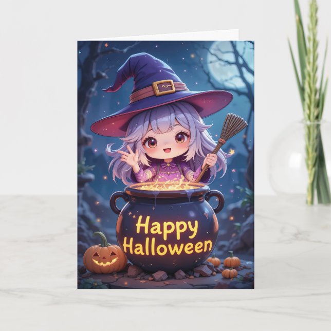 Cartão Feiticeira Bonita Halloween (Frente)