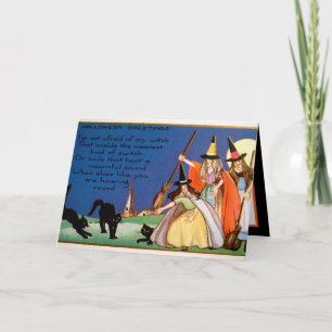 Cartão feiticeiras vintage do Halloween adiciona texto